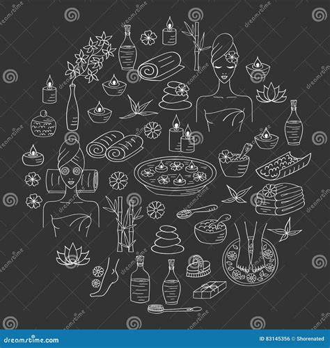 Spa Hand Drawn Doodle Icons Stock Vector Illustration Of Massage