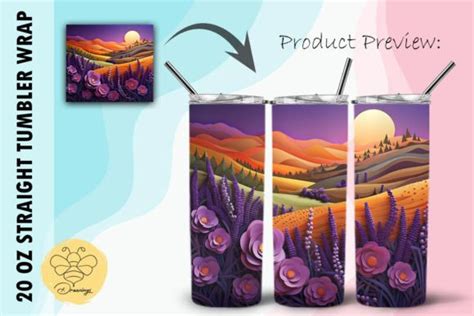 Lavender Fields Tumbler Wrap Graphic By Beedrawings Creative Fabrica