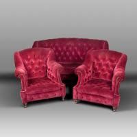 Red Padded Velvet Living Room Suite Soubrier Rent Seats Living Room