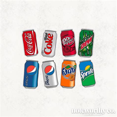 Cute Canned Soda Soft Drink Pop Stickers Set Waterproof Water