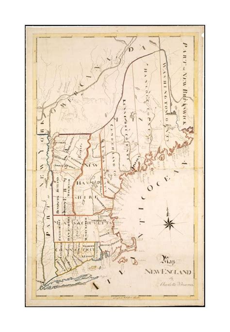 1830 Map New England New England Map Of New England Manuscript