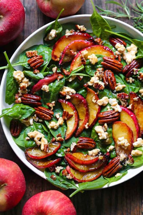 Fall Harvest Salad With Apples Pecans Spinach And Maple Lime Dressing Julias Album