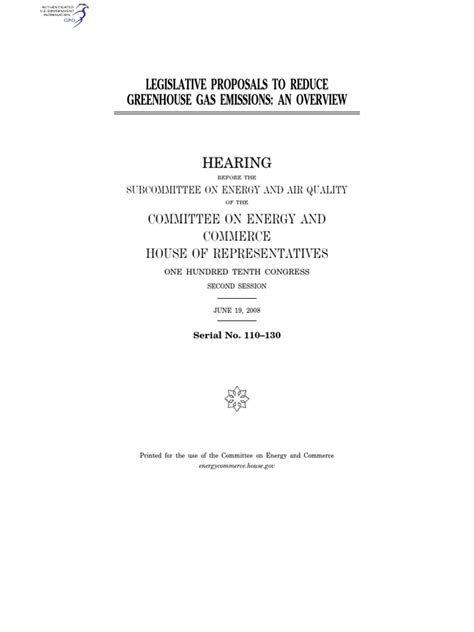 Legislative Proposals To Reduce Greenhouse Gas Emissions An Overview