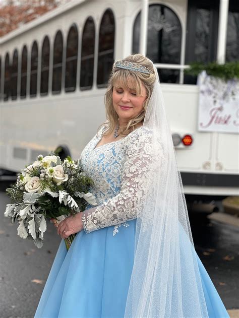 Ice Blue Wedding Dress With Tulle and Off-white Lace With | Etsy