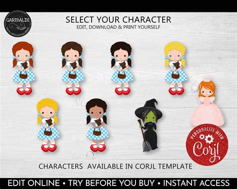 Editable Wizard Of Oz Cake Topper Printable Wizard Of Oz Etsy