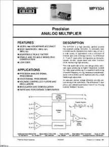 MPY534KD Datasheet Ti MPY534 Precision Analog Multiplier