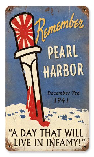 Remember Pearl Harbor Dec 7th Heavy Metal Sign Old Look 1799 On