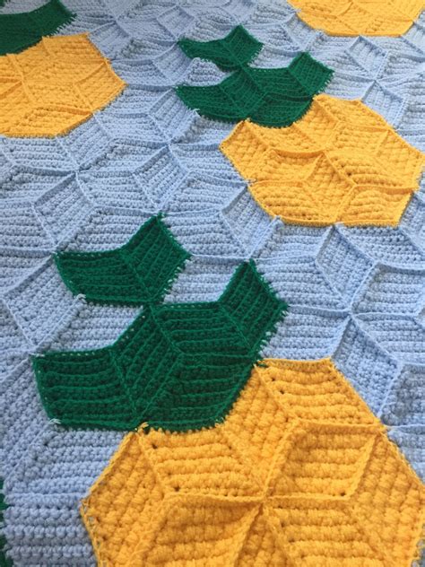 Crochet Tumbling Blocks Pineapple Blanket Pattern Etsy Hong Kong