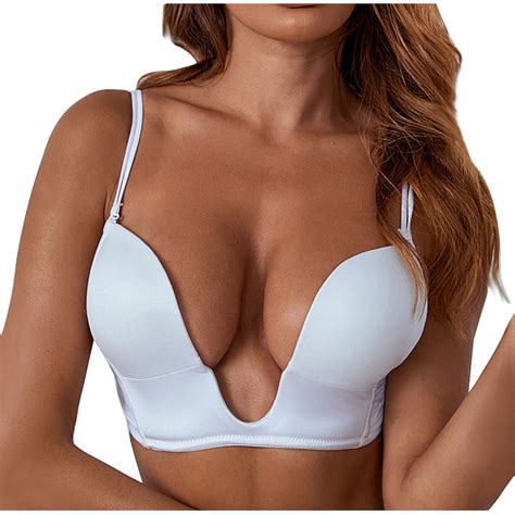 Yydgh Deep V Plunge Bras For Women Convertible Low Back Invisible Magic Wire Bra U Shaped Push