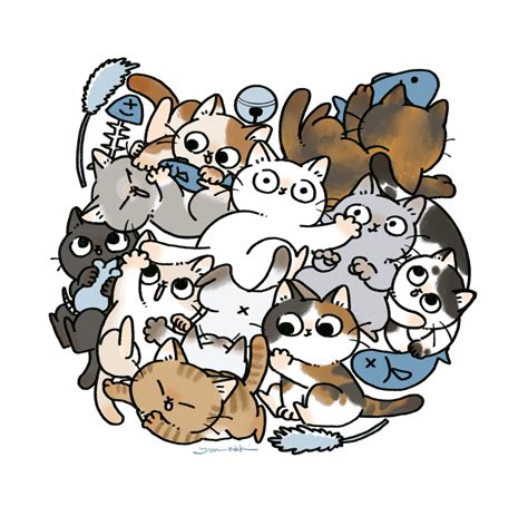 「いっぱいねこ 世界猫の日」 よるのあき ドローイングモールのイラスト