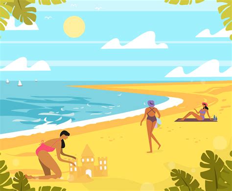 Women Play On The Beach Concept Vector Art And Graphics