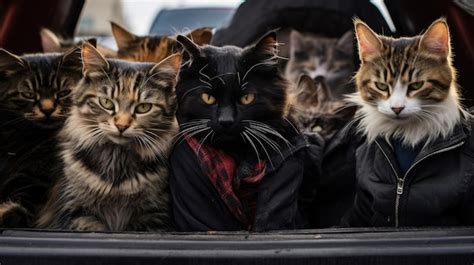 Premium Photo | Group of gangster cats