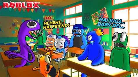 Baby Del Dan Mocil Sekolah Bersama Rainbow Friends Di Roblox Youtube