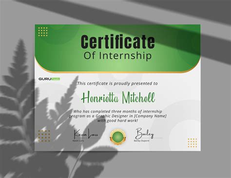 Printable Internship Certificate Template - Guru Printables