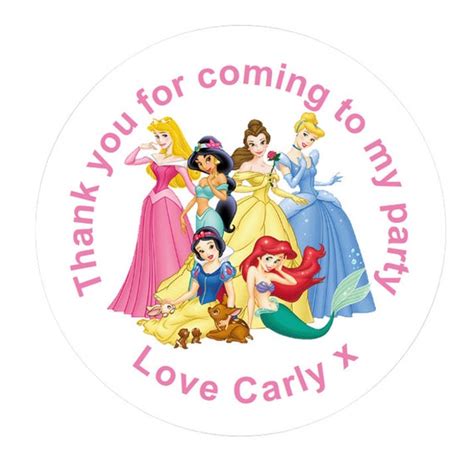 Disney Princess Themed Thank You Stickers For Etsy