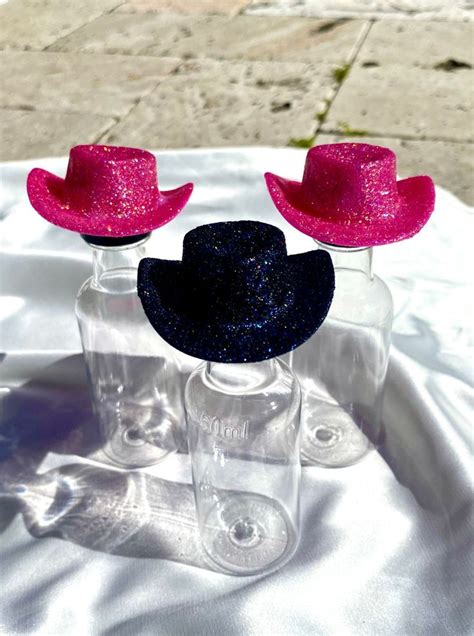 Mini Glitter Cowgirl Shooter Toppers L Cowboy Bar Cart Accessory L Bachelorette Party Cowboy Hat