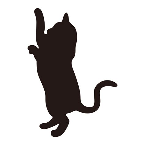 猫のシルエット2（ちょいちょいする猫）の無料フリーイラスト かわいい手描きの無料素材「てがきっず」保育園・小学校・介護施設にぴったりの