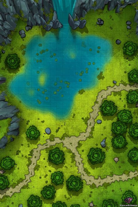 Forest Waterfall Vol. 2 - D&D Map for Roll20 And Tabletop - Dice Grimorium