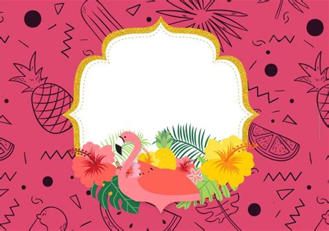 Convite Flamingo Tropical Fazendo A Nossa Festa