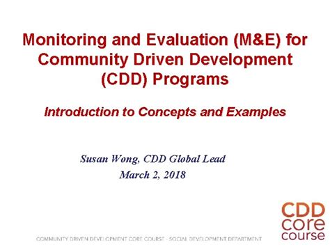 Monitoring And Evaluation Me For Community Driven Development