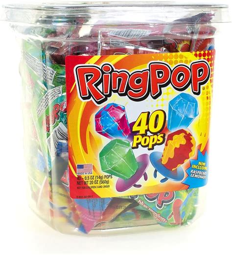 Ring Pop Hard Candy Pops Variety Pack 560 Grams 40 Count Hard Candy Grocery