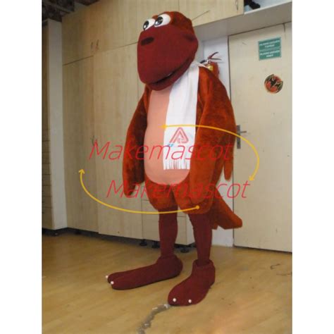 Stationary Red-brown Pterodactyl Mascot Costume