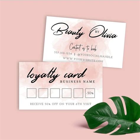 Editable Rewards Card Beauty Loyalty Club Card Template DIY Stamp