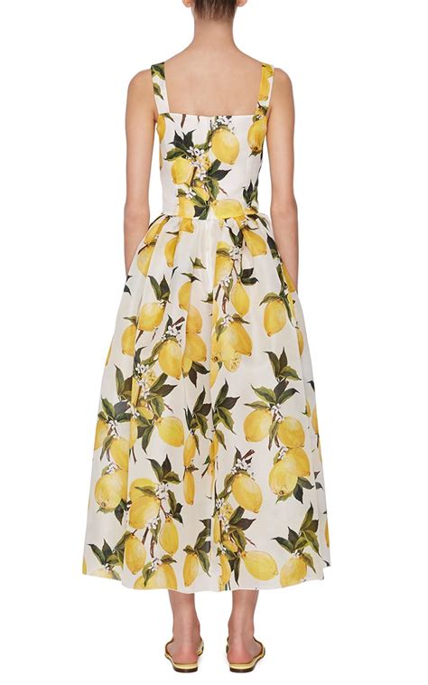 Dolce And Gabbana Cotton Lemon Print And Needlepoint Dress Lyst