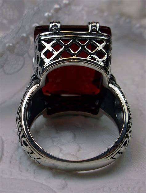 Ruby Ring Solid Sterling Silver Big 30ct Simulated Ruby Gem Etsy