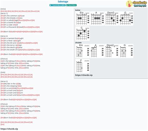 Chord: Sabotage - tab, song lyric, sheet, guitar, ukulele | chords.vip