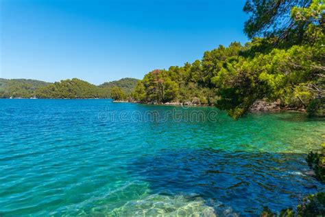 Turquoise Water Of Veliko Jezero At Mljet National Park In Croatia