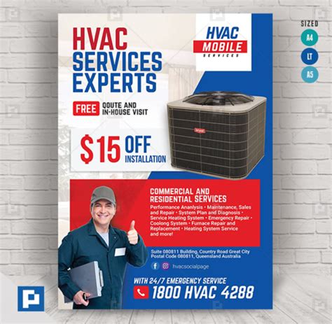 Heating And Cooling HVAC Flyer PSDPixel