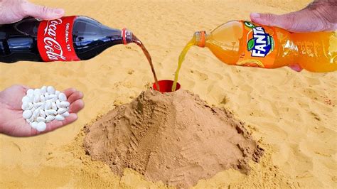 Experiment Volcano Eruption Cola And Fanta Vs Mentos Underground