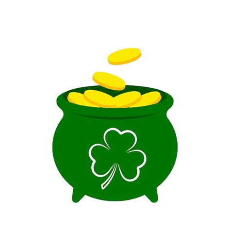 Premium Vector St Patricks Day Symbol Money Pot Full Of Gold Coins