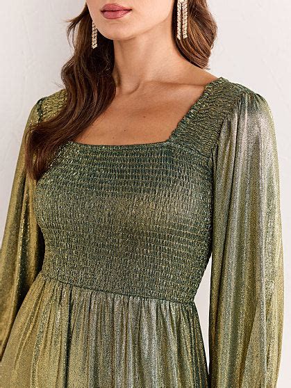 Sugarlips Foil Ribbed Knit Smocked Midi Dress Brands We Love New