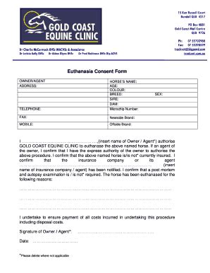 Euthanasia Consent Form Fill Online Printable Fillable Blank