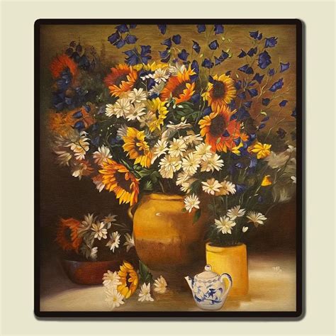 Flower Vase Still Life Canvas Roll Painting Size X At Rs