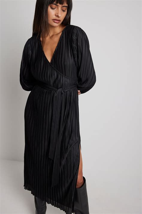 Structured Overlap Midi Dress Black Na Kd