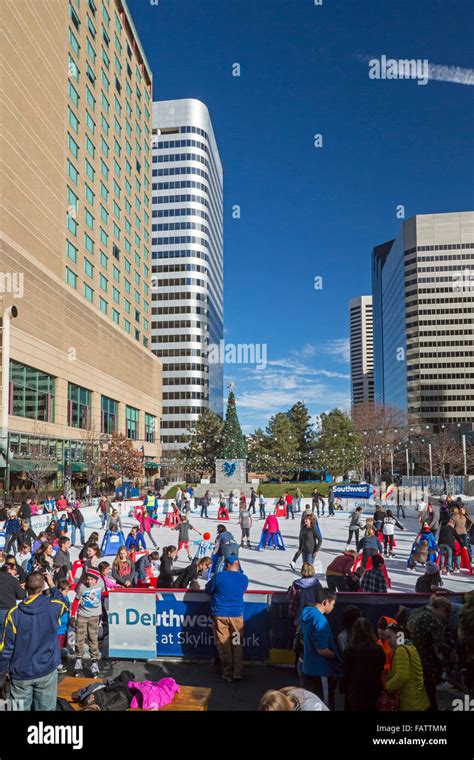 Denver, Colorado - Ice skating at Skyline Park Stock Photo - Alamy