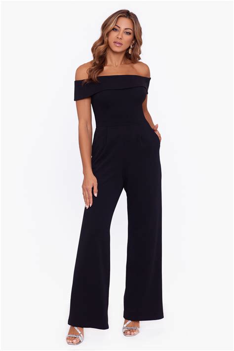 Xscape Off The Shoulder Scuba Crepe Jumpsuit Dress In Blue Lyst