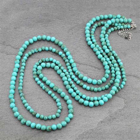 Ex Long Turquoise Bead Necklace Bluetortoisewholesale