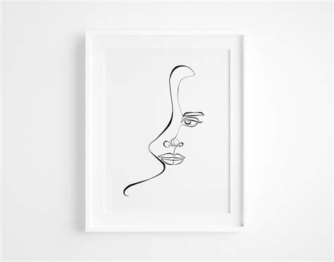 Single Line Face Drawing One Line Face Art Print Abstract Etsy