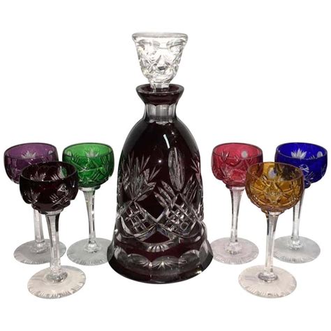 Bohemian Gilt Enamelled And Cut Red Overlay Glass Decanter For Sale At 1stdibs