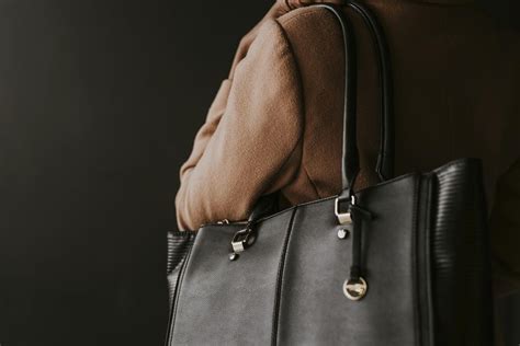 Black leather tote bag, business | Premium Photo - rawpixel