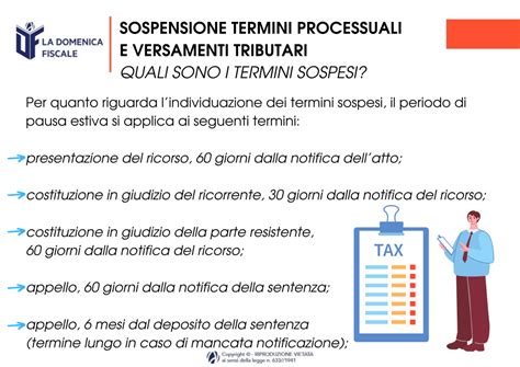 La Domenica Fiscale La Sospensione Dei Termini Processuali E Dei