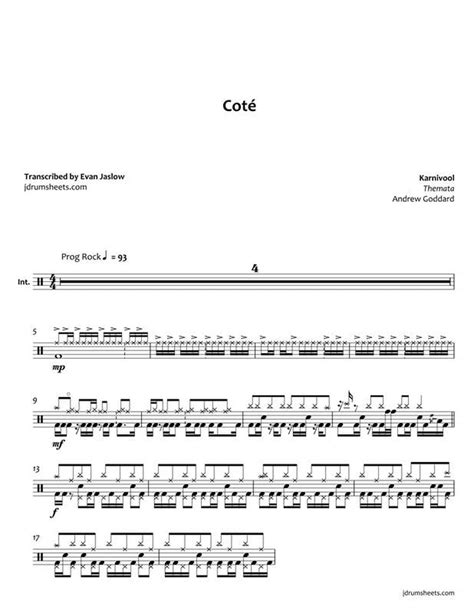 Drum Sheet Music Karnivool Karnivool Coté Ebook Evan Aria Serenity Bol