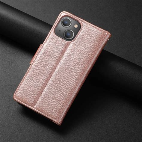 Köp iPhone 14 2in1 Litchi Magnet Fodral Skal Roséguld Teknikhallen se