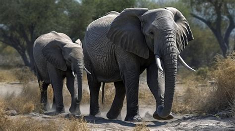 Premium AI Image African Bush Elephants Loxodonta Africana Generative AI