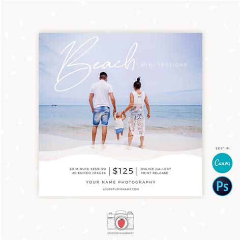 Beach Mini Session Template Beach Minis Canva Summer Mini Etsy