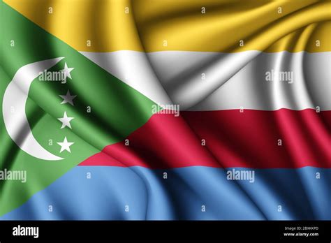 3d Rendering Waving Silk Flag Of Comoros Stock Photo Alamy